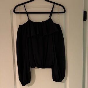 Chic Black Ruffle Women's Blouse
